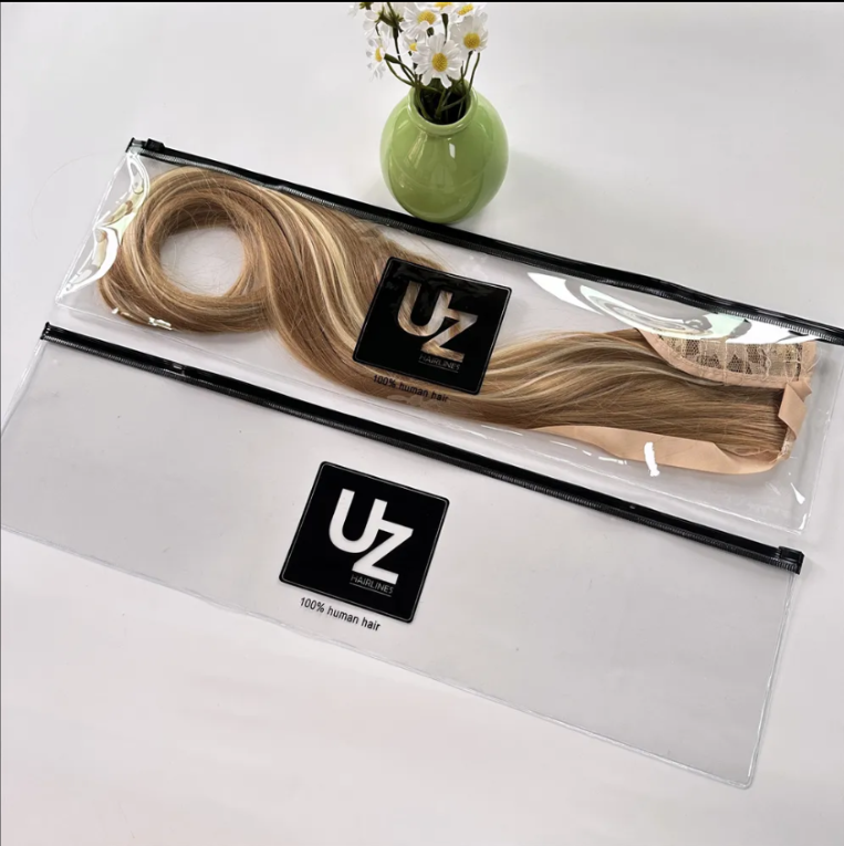 Custom Clear PVC Zipper Bag for Hair Extensions – Durable, Reusable, and Logo Pr