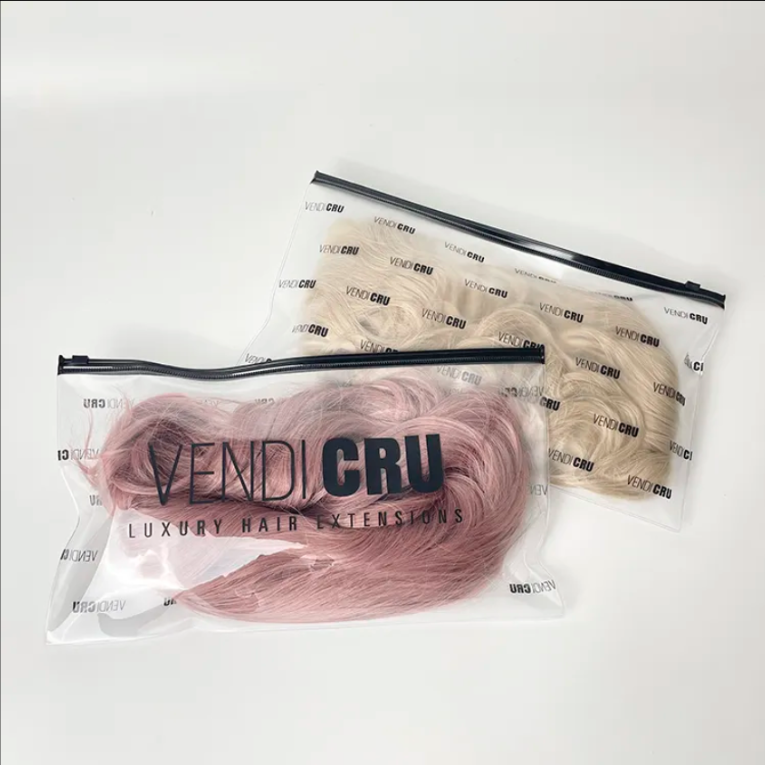 Custom Frosted PVC Zip Bags with Ring Pull – Ideal for Hair 