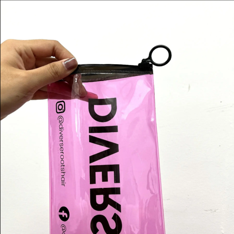 Custom Long PVC Hair Extension Packaging Bags with Zip Closu