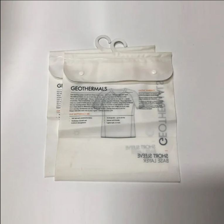 Custom Frosted PE Garment Bags with Hanger & Snap Button Closure - Ideal for