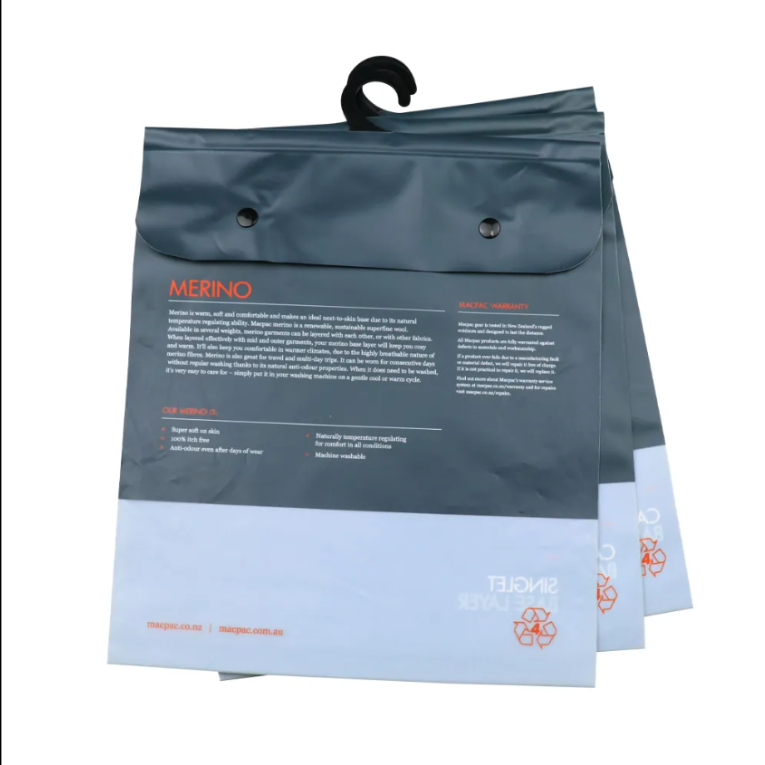Custom Opaque PE Garment Bags with Hanger & Snap Button Closure - Ideal for 