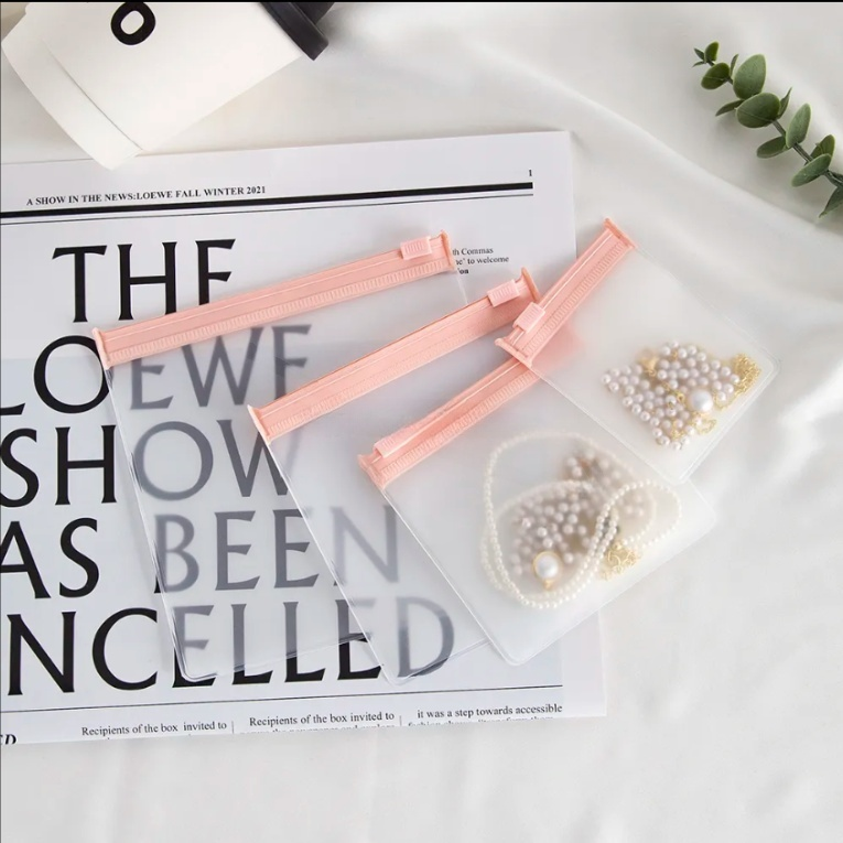 Custom Frosted EVA Pouches with Pink Zip-Top Seal - Ideal fo