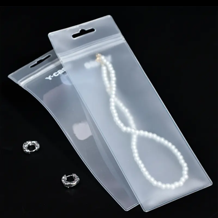 Custom Clear Hanging PVC Pouches with Press-to-Close Seal - 
