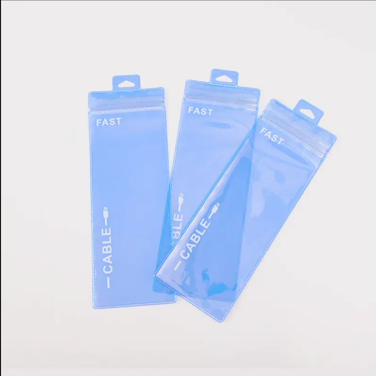 Custom Clear PVC Pouches with Press-to-Close Seal and Euro Slot - Ideal for Neck