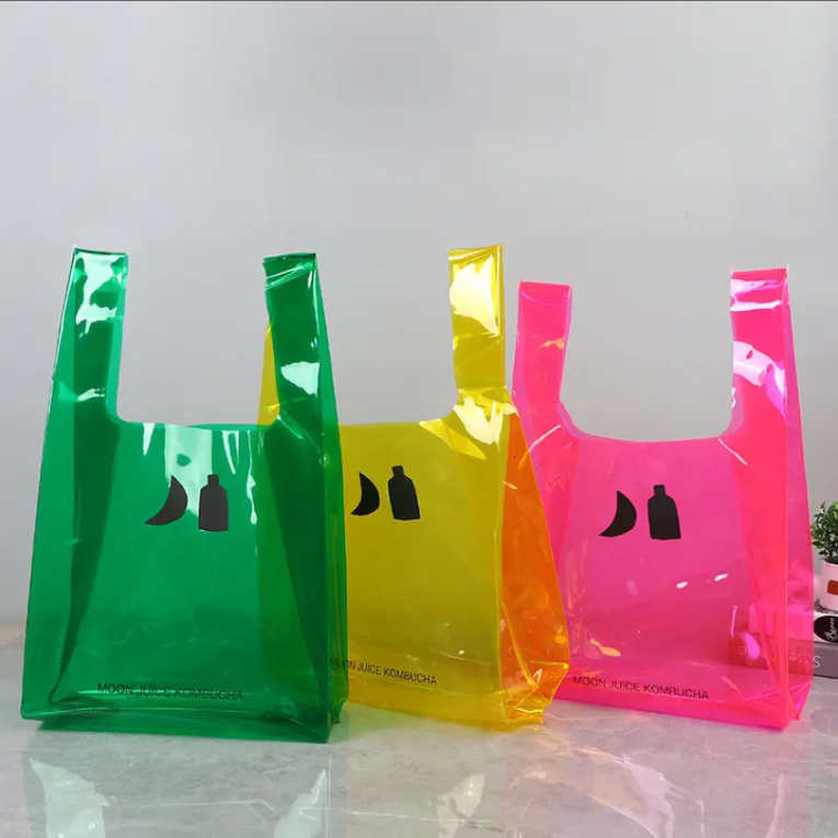 Custom Colorful Transparent PVC Shopping Bags - Ideal for Re