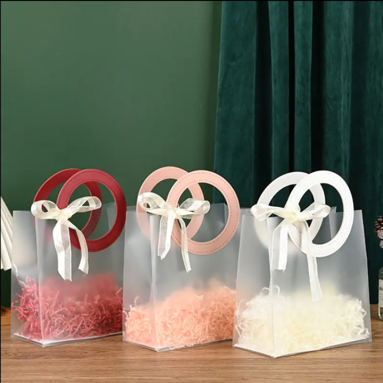 Custom Frosted PP Gift Bags with Unique Cutout Handles – Ide