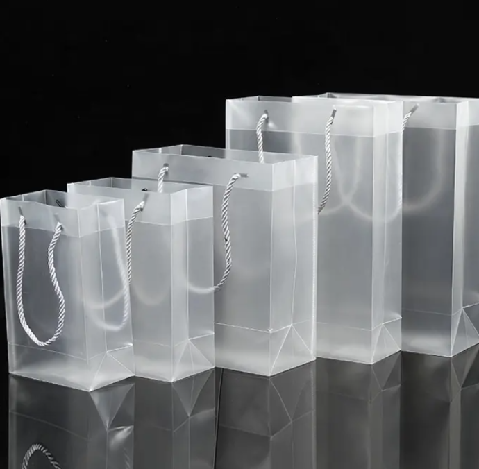 Custom Frosted PP Gift Bags with Riveted Flat Handles – Ideal for Weddings, Reta