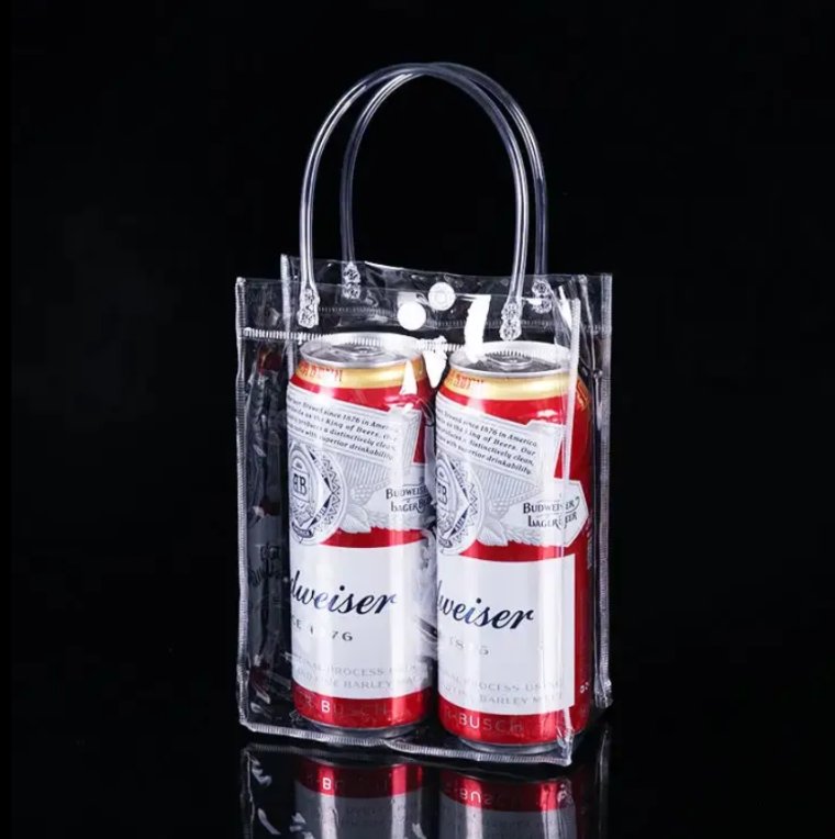 Custom PVC Gift Bags with Handles - Vibrant Colored Packaging for Retail, Bottle