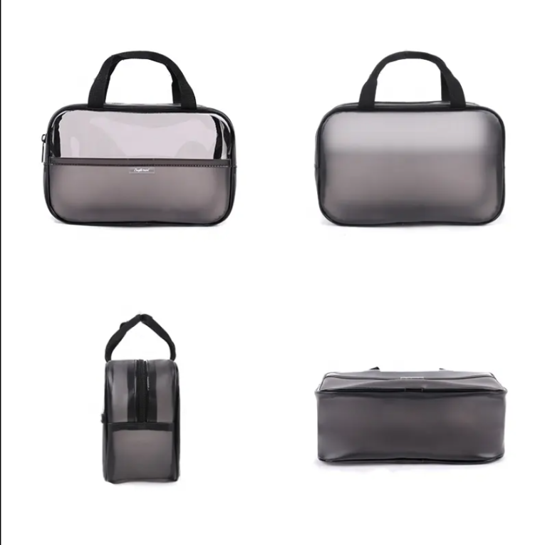 Transparent PVC Cosmetic Bag Set with Zipper and Handle – Organizer for Toiletri
